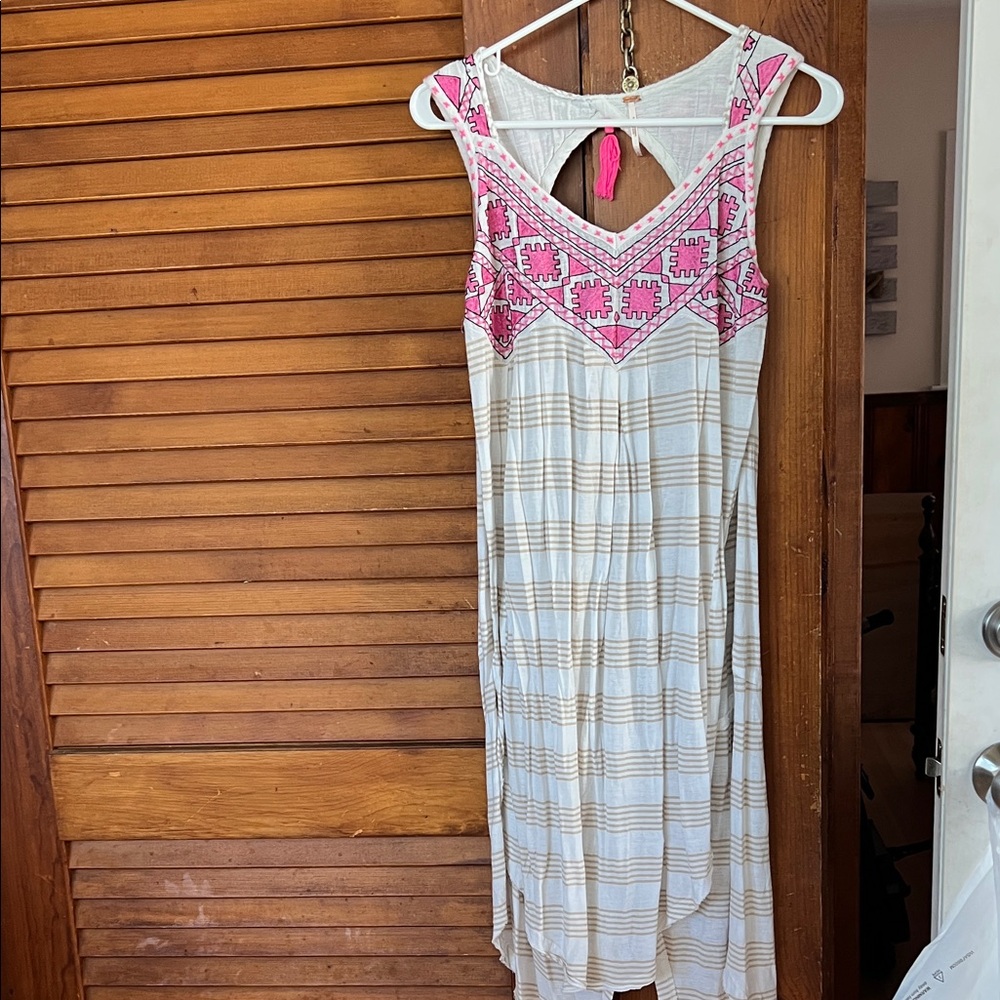 Free People Pink and White Swim Coverup